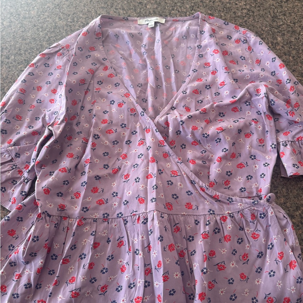 Madewell Floral Wrap Dress in Lavender